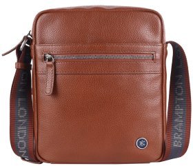 Мужская сумка планшет через плече из натуральной кожи флотар Brampton London Crossflow 94536 коричневого цвета