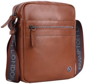 Мужская сумка планшет через плече из натуральной кожи флотар Brampton London Crossflow 94536 коричневого цвета