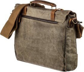 Светло-серый текстильный портфель в ретро стиле Vintage (20117)