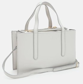 Вместительная женская сумка из качественного кожзама серого цвета Monsen 94636