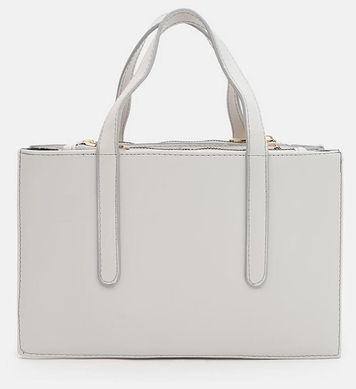 Вместительная женская сумка из качественного кожзама серого цвета Monsen 94636 modnotak фото №3