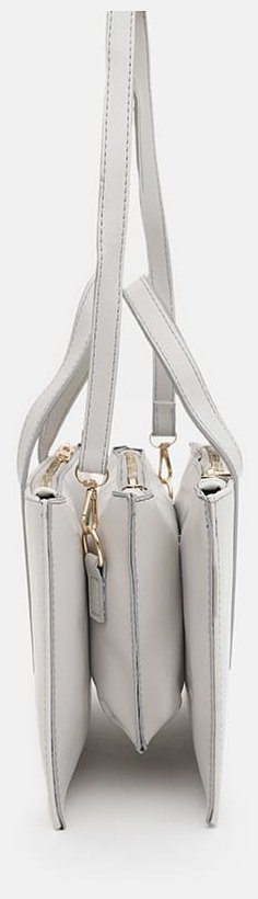 Вместительная женская сумка из качественного кожзама серого цвета Monsen 94636 modnotak фото №4