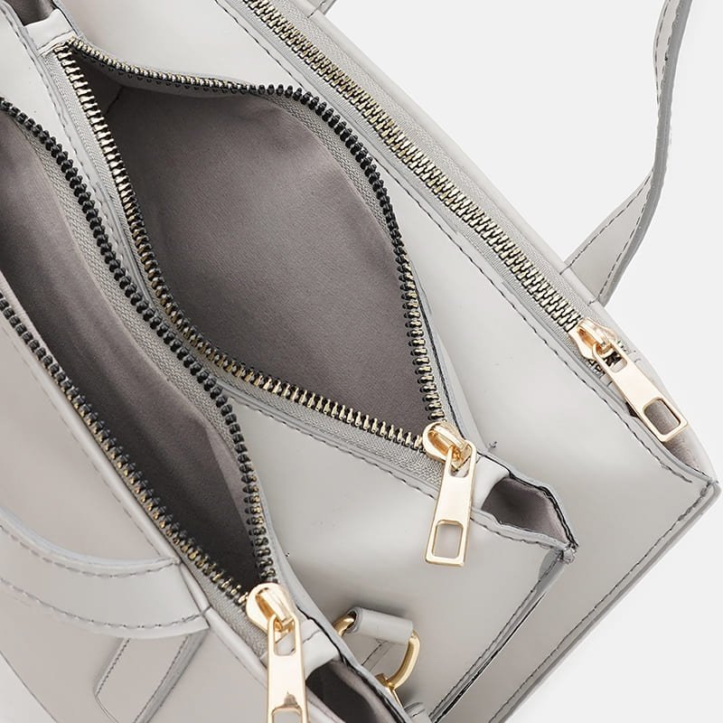 Вместительная женская сумка из качественного кожзама серого цвета Monsen 94636 modnotak фото №5