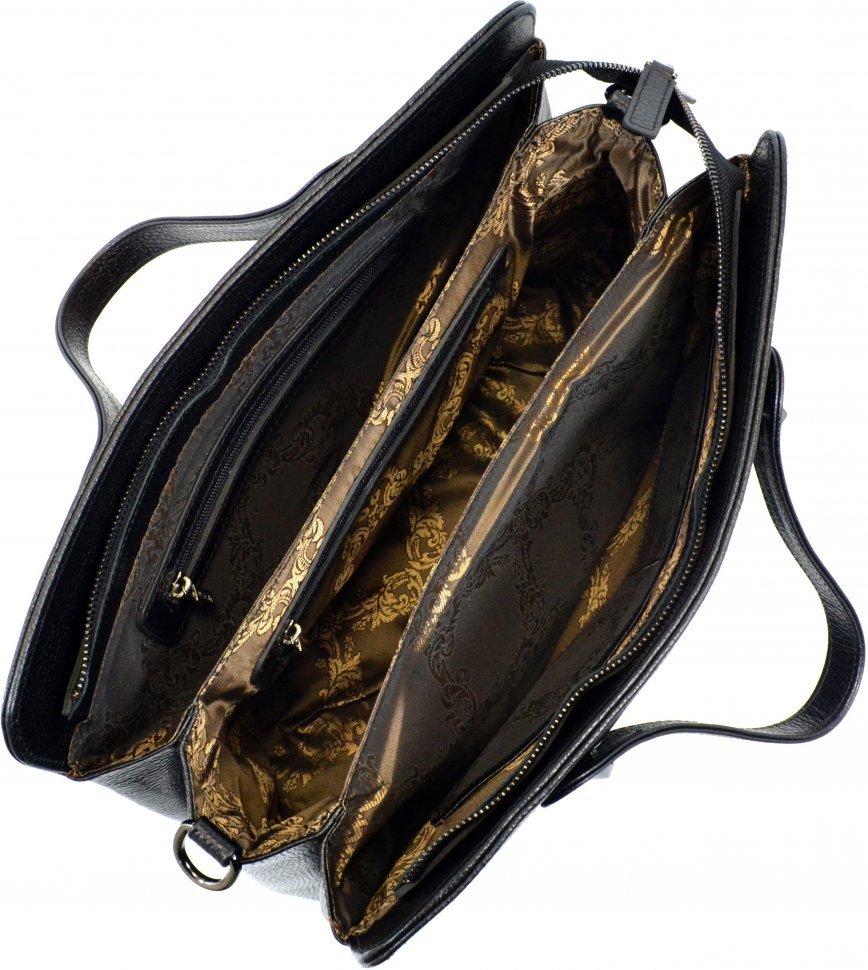 Чоловіча сумка з ручками з натуральної шкіри в чорному кольорі DESISAN (19107)