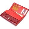 Червоний лаковий жіночий гаманець із натуральної шкіри під крокодила KARYA (2421022) - 5