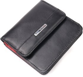 Чорно-червоний жіночий гаманець із гладкої натуральної шкіри з монетницею KARYA (2421122)