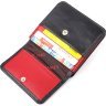 Черно-красный женский кошелек из гладкой натуральной кожи с монетницей KARYA (2421122) - 3