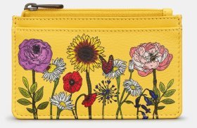 Кардхолдер кожаный желтого цвета Yoshi Y1219 WILDFLR Morton 94936 (с принтом цветов)