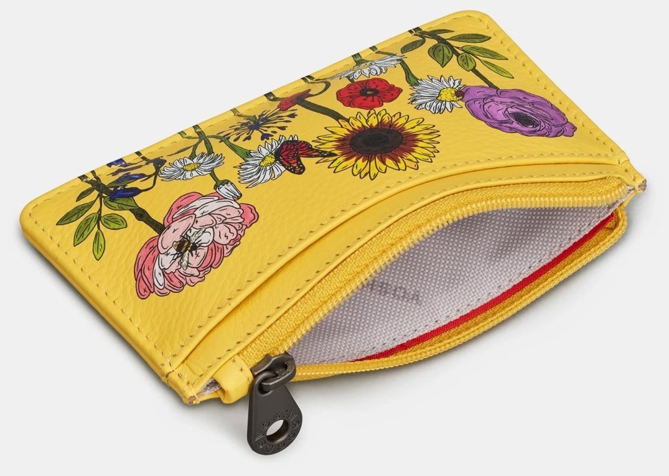 Кардхолдер кожаный желтого цвета Yoshi Y1219 WILDFLR Morton 94936 (с принтом цветов) modnotak фото №3