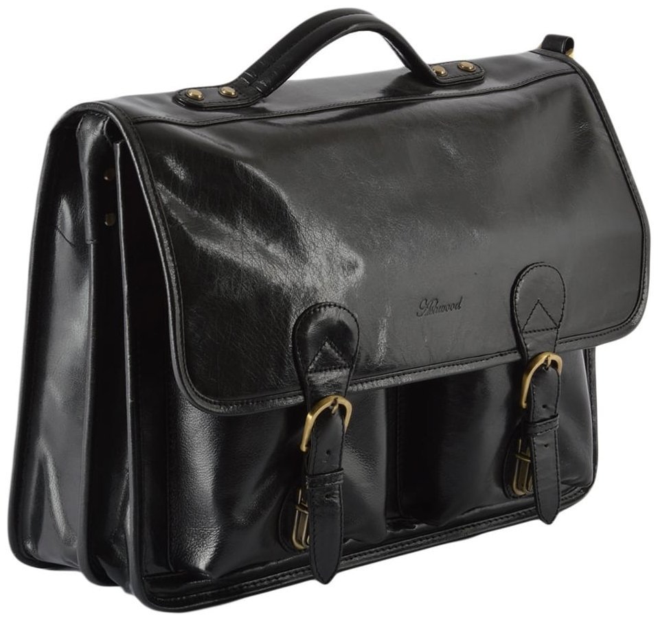 Деловой мужской портфель из натуральной кожи на защелках Ashwood черного цвета 95436 фото №2 Деловой мужской портфель из натуральной кожи на защелках Ashwood черного цвета 95436 modnotak фото №2