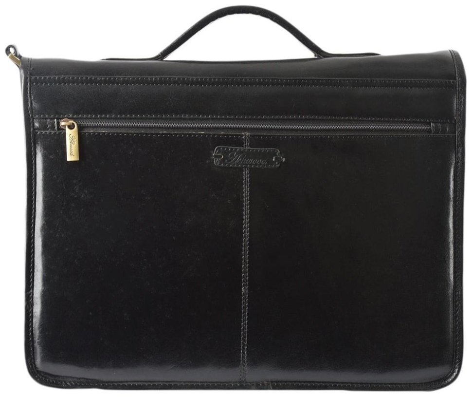 Деловой мужской портфель из натуральной кожи на защелках Ashwood черного цвета 95436 фото №4 Деловой мужской портфель из натуральной кожи на защелках Ashwood черного цвета 95436 modnotak фото №4
