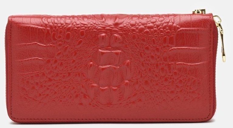 Великий жіночий гаманець червоного кольору з фактурою під рептилію Keizer 65936
