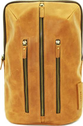 Стильный кожаный рюкзак рыжего цвета на одно плечо VATTO (11977)