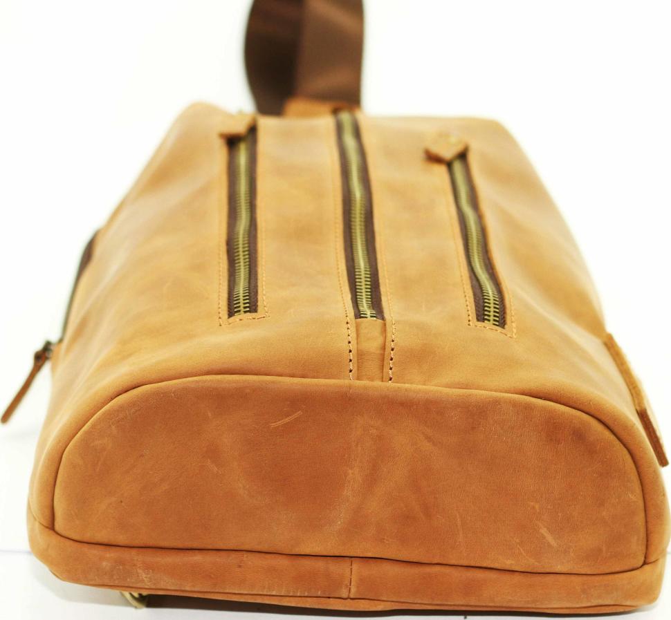 Стильний шкіряний рюкзак рудого кольору на одне плече VATTO (11977)