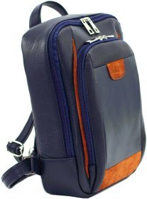 Стильный мужской рюкзак синего цвета из натуральной кожи VATTO (12077)