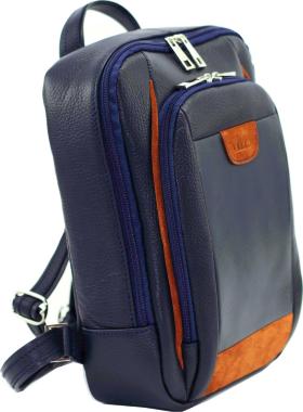 Стильный мужской рюкзак синего цвета из натуральной кожи VATTO (12077) - 2