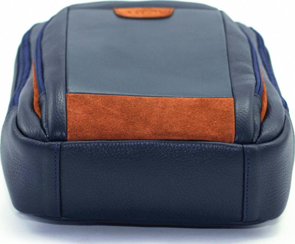 Стильний чоловічий рюкзак синього кольору з натуральної шкіри VATTO (12077)