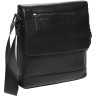 Оригінальна чоловіча сумка на плече із натуральної чорної шкіри з навісним клапаном Borsa Leather (21326) - 1