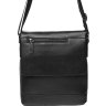 Оригинальная мужская сумка на плечо из натуральной черной кожи с навесным клапаном Borsa Leather (21326) - 2