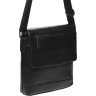 Оригинальная мужская сумка на плечо из натуральной черной кожи с навесным клапаном Borsa Leather (21326) - 3