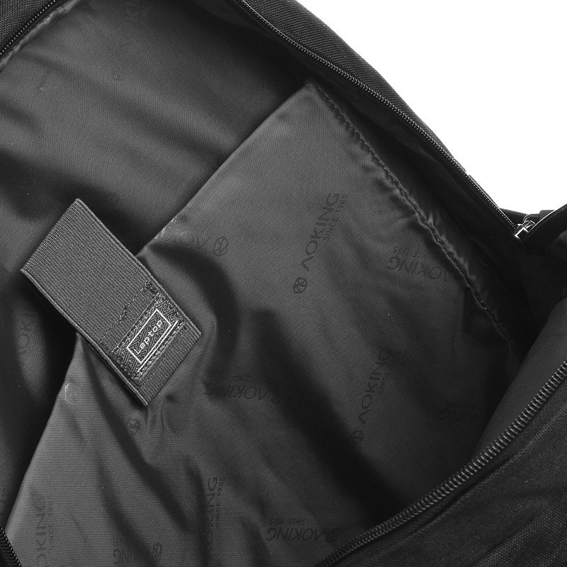Зручний чоловічий рюкзак із чорного поліестеру під ноутбук Aoking (21450)