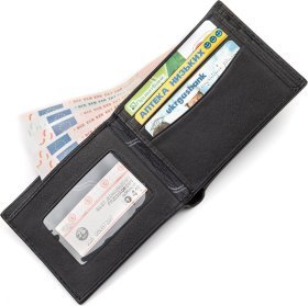 Мужское портмоне из шлифованной черной кожи морского ската STINGRAY LEATHER (024-18062)