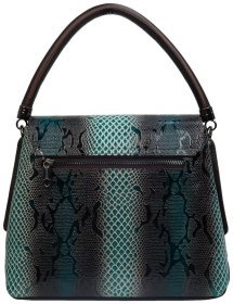 Лакированная женская сумка из натуральной кожи с клапаном на магните Desisan 107136 зеленого цвета под рептилию