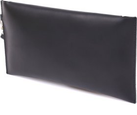 Черная кожаная матовая косметичка с клапаном на кнопках Shvigel (2416426)