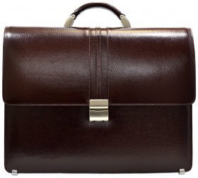 Классический мужской портфель из натуральной кожи флотар коричневого цвета Desisan 107236