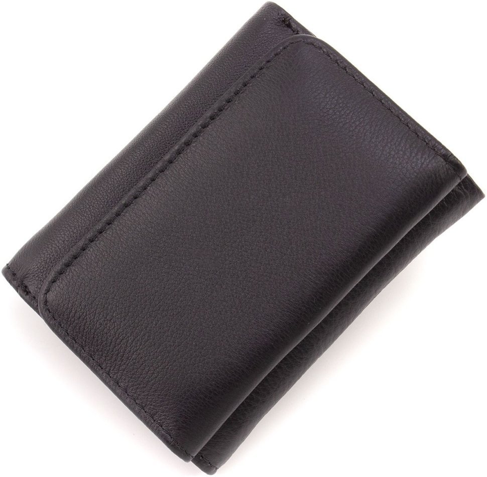 Черный женский кошелек маленького размера из натуральной кожи с монетницей ST Leather 1767236