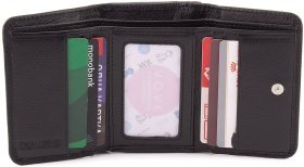 Чорний жіночий гаманець маленького розміру із натуральної шкіри з монетницею ST Leather 1767236