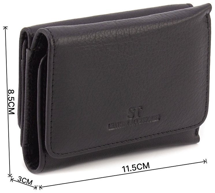 Черный женский кошелек маленького размера из натуральной кожи с монетницей ST Leather 1767236 modnotak фото №3