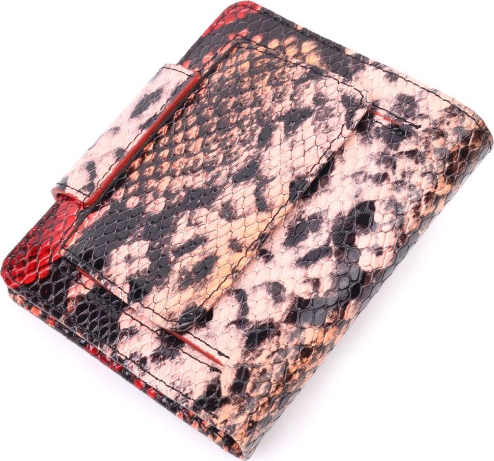 Різнобарвний жіночий гаманець з лакованої шкіри з тисненням під змію KARYA (2421338)