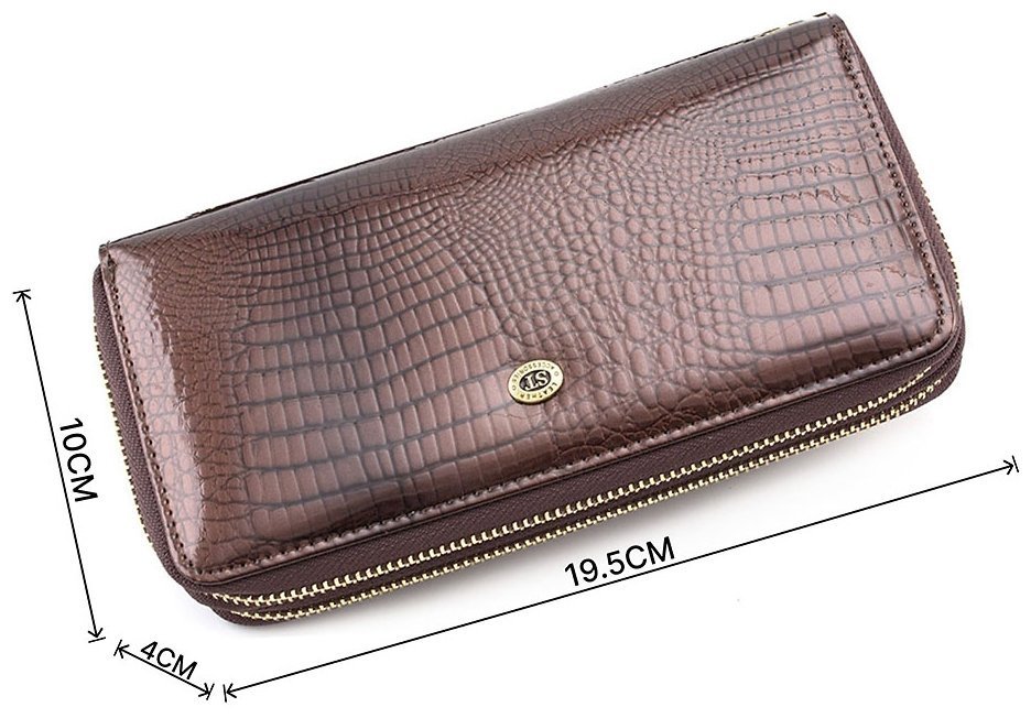 Большой кошелек с тиснением под рептилию и двумя молниями ST Leather (16314) modnotak фото №3