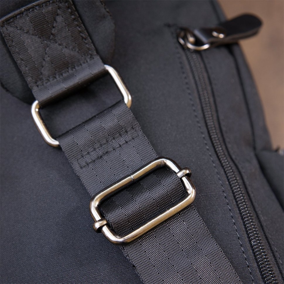 Чорна чоловіча сумка-слінг з нейлону Vintage (20632)