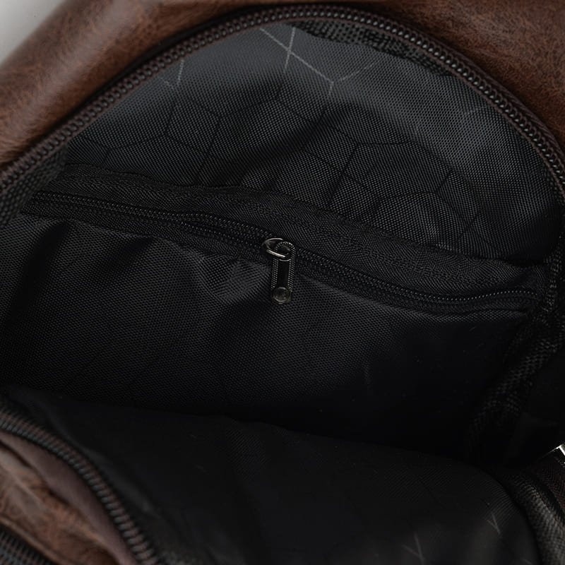 Мужская коричневая сумка-рюкзак из кожзама на две молнии Monsen (22109)