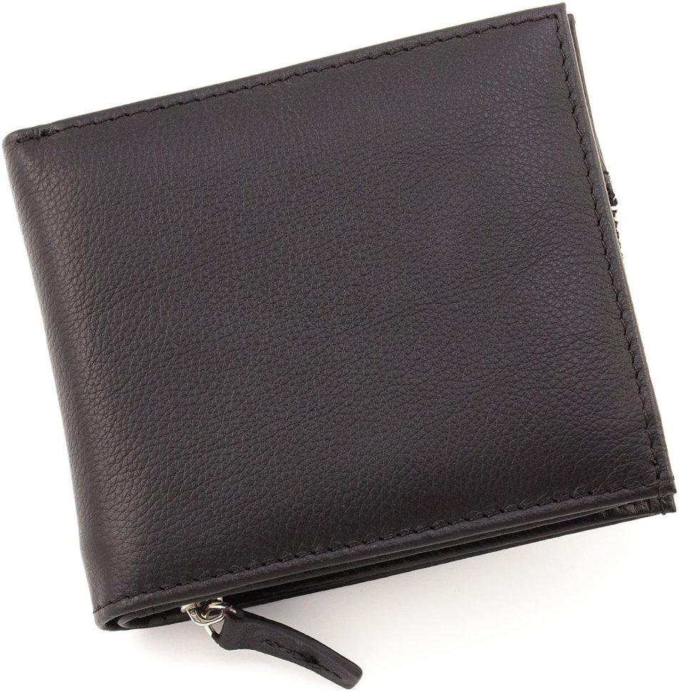 Мужское портмоне из натуральной черной кожи с монетницей ST Leather 1767436