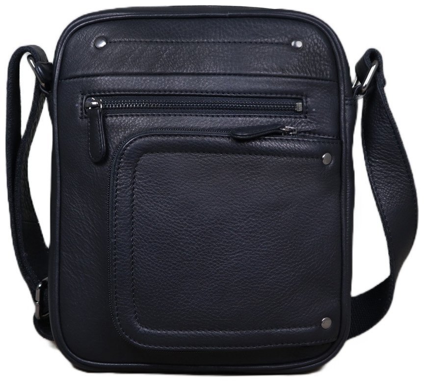 Якісна чоловіча сумка-планшет із натуральної шкіри флотар у чорному кольорі Tavinchi 77536