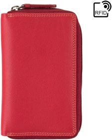 Червоний шкіряний жіночий гаманець на блискавці з RFID - Visconti 67736