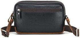 Чорно-коричнева чоловіча плечова сумка з натуральної шкіри Tom Stone 77736