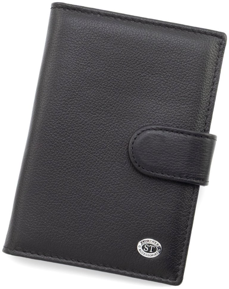 Кожаная обложка для паспорта и карточек ST Leather 97736 черная фото №1 Кожаная обложка для паспорта и карточек ST Leather 97736 черная modnotak фото №1