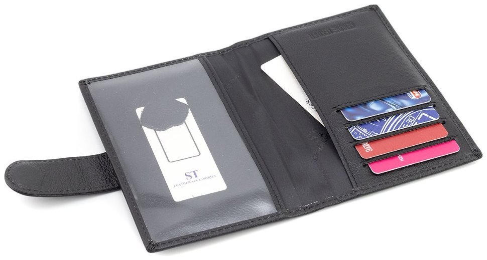 Кожаная обложка для паспорта и карточек ST Leather 97736 черная фото №5 Кожаная обложка для паспорта и карточек ST Leather 97736 черная modnotak фото №5
