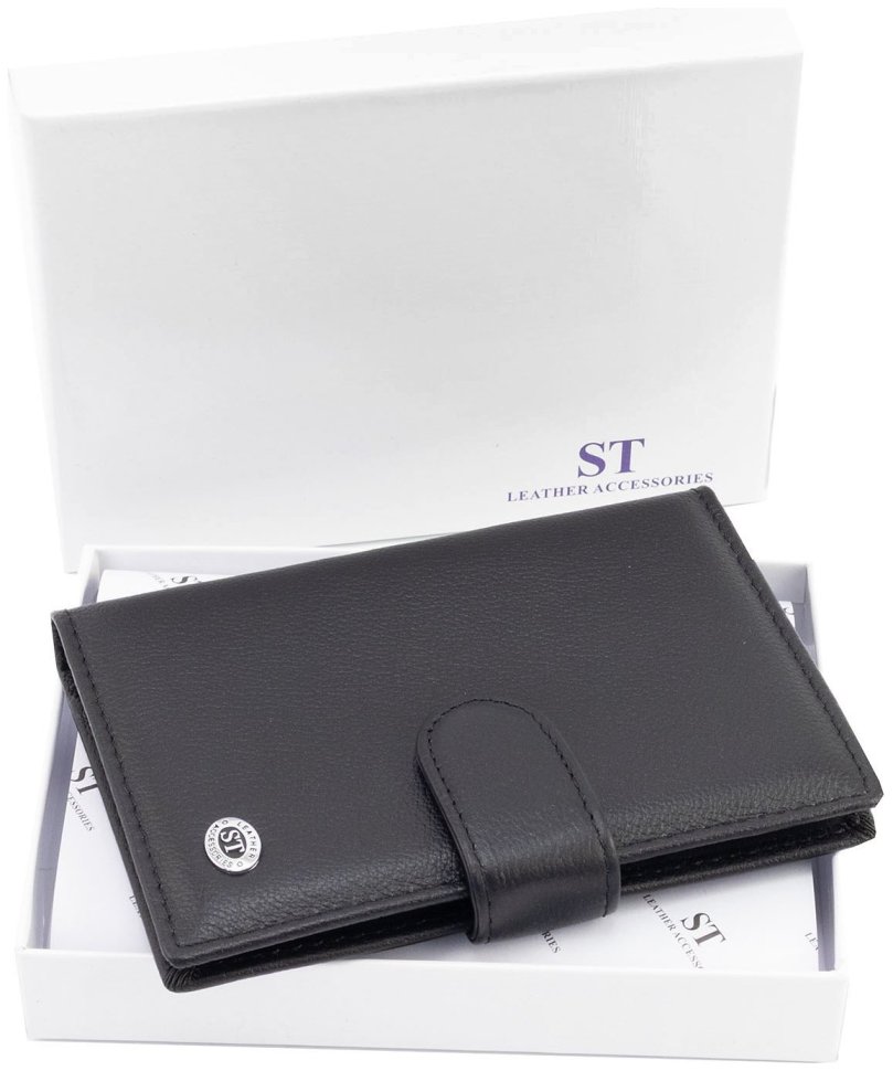 Кожаная обложка для паспорта и карточек ST Leather 97736 черная фото №6 Кожаная обложка для паспорта и карточек ST Leather 97736 черная modnotak фото №6