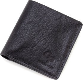 Чоловіче портмоне маленького розміру з італійської шкіри чорного кольору Grande Pelle 67836