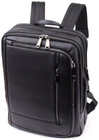 Великий міський чоловічий рюкзак з натуральної шкіри чорного кольору Vintage 97836