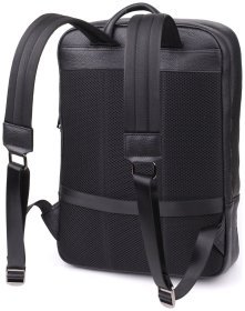 Великий міський чоловічий рюкзак з натуральної шкіри чорного кольору Vintage 97836