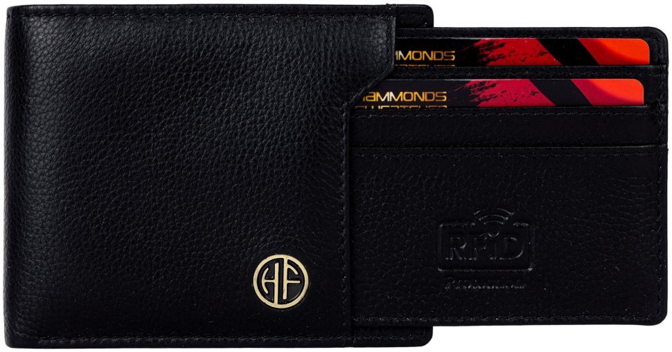 Кожаный мужской кошелек с монетницей и съемным блоком для карт Hammonds Flycatcher HF577 черный 108036 modnotak фото №2