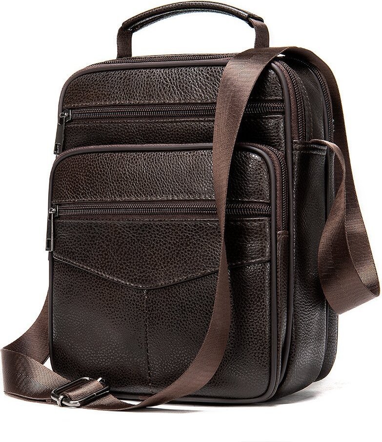 Кожаная сумка-барсетка из кожи флотар коричневого цвета Vintage (14991) 
