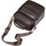 Шкіряна сумка-барсетка зі шкіри флотар коричневого кольору Vintage (14991) - 3