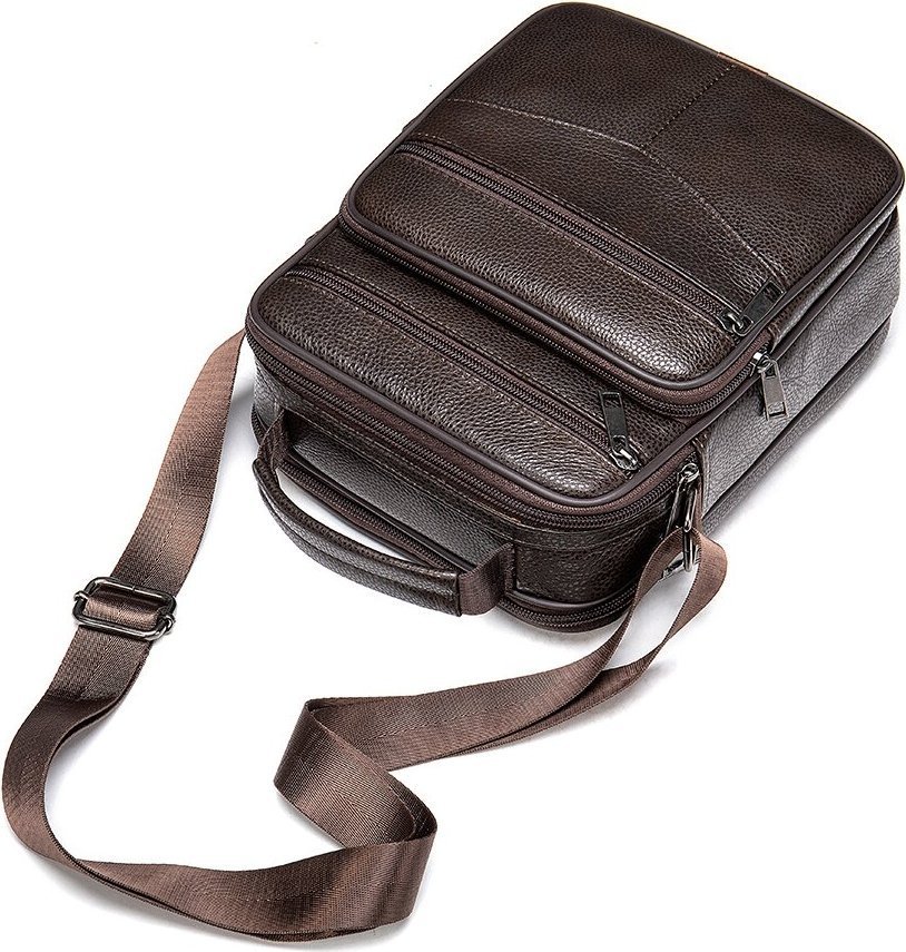 Шкіряна сумка-барсетка зі шкіри флотар коричневого кольору Vintage (14991)